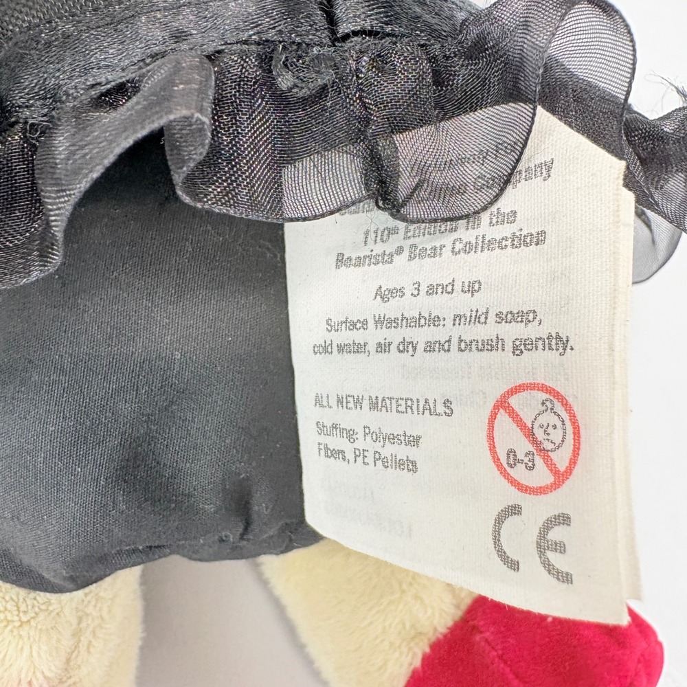 Starbucks Bearista Bear 2013 Plush 7" French Stripe Dress Beret Red Shoes - Picture 4 of 4